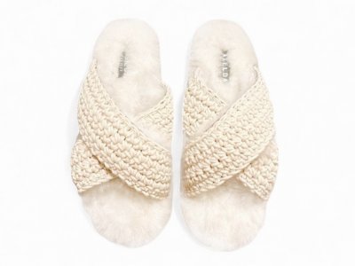 Axelda Fårskinnstofflor antwerpen creme naturvit sand päls fårull slipin slipon sandal ull