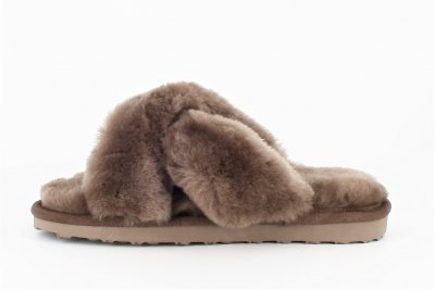 Axelda Fårskinnstofflor antwerpen stone brun lila päls fårull slipin slipon sandal ull