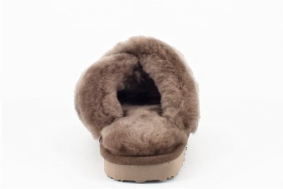 Axelda Fårskinnstofflor antwerpen stone brun lila päls fårull slipin slipon sandal ull