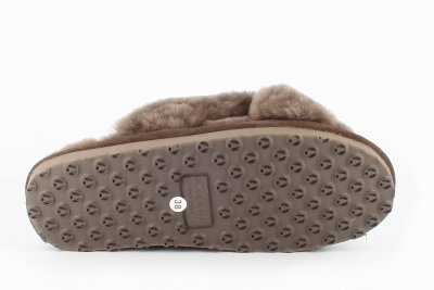 Axelda Fårskinnstofflor antwerpen stone brun lila päls fårull slipin slipon sandal ull