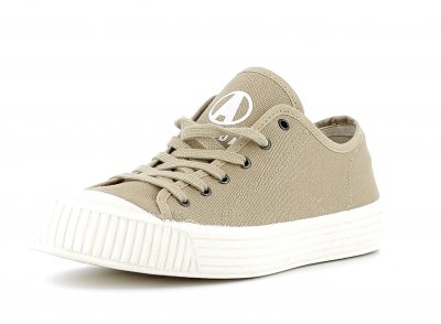 Axelda cadiz tygsko canvas återvunnen urtagbar innersula gummi snörning sneaker sand beige