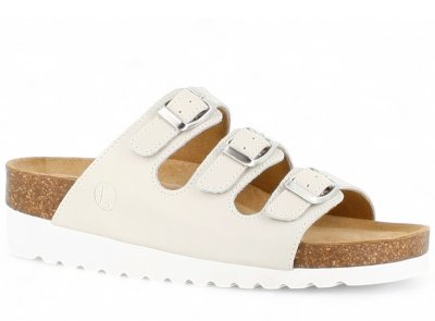 axelda cathrine sandal komfortsandal mjuk anatomisk stötdämpande memryfoam skinn läder arbetssko fotsmärta vit white sand offwhi