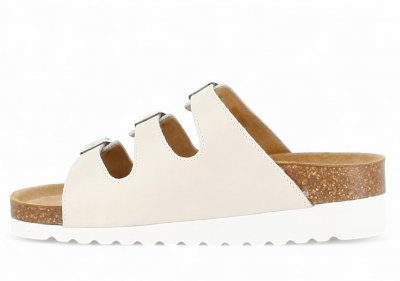 axelda cathrine sandal komfortsandal mjuk anatomisk stötdämpande memryfoam skinn läder arbetssko fotsmärta vit white sand offwhi