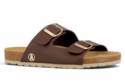 Axelda Charlie brun brown champagne sandal dam kork mjuk toffla fotriktig