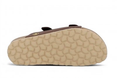 Axelda Charlie brun brown champagne sandal dam kork mjuk toffla fotriktig