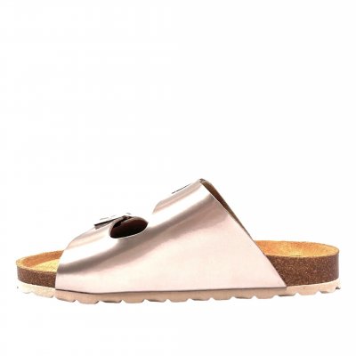 Axelda Charlie metallic glansig sandal dam kork mjuk toffla fotriktig