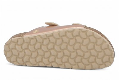 Axelda Charlie sand rose glansig rosa beige lack sandal dam kork mjuk toffla fotriktig