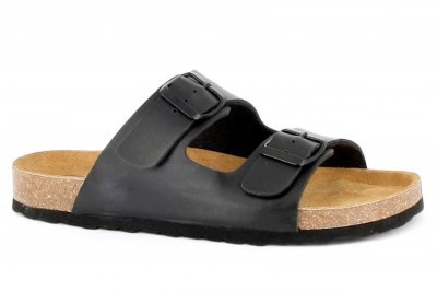 Axelda Charlie svart black sandal dam kork mjuk toffla fotriktig