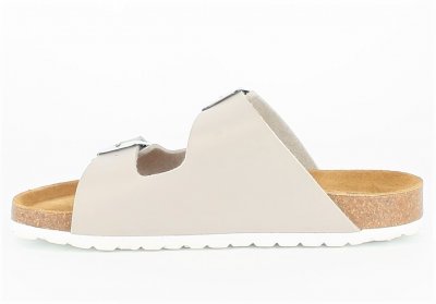 Axelda Charlie light grey ljusgrå sandal dam kork mjuk toffla fotriktig