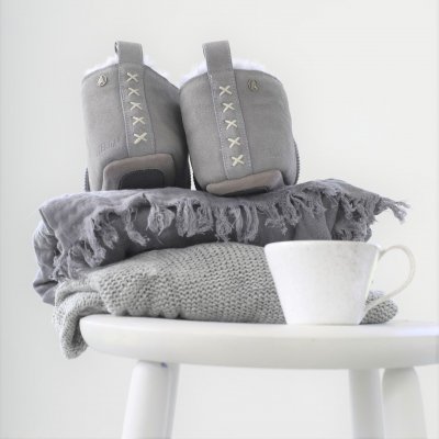 Axelda Fårskinnstofflor Innsbruck / Ljusgrå fårull päls toffla