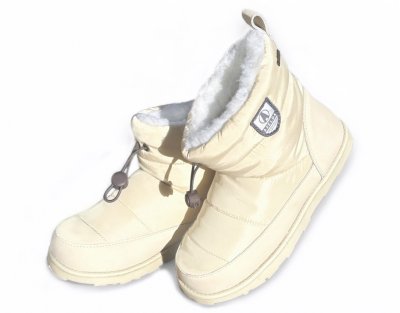 Axelda Jasna vinterboots kängor dam vattentäta varma ullfoder dragsko beige vit