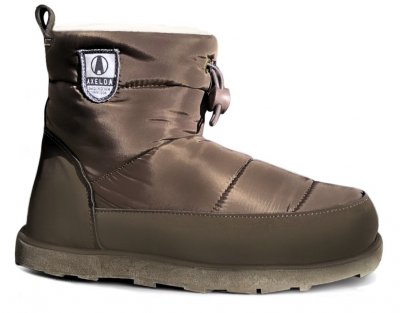 Axelda Jasna vinterboots kängor dam vattentäta varma ullfoder dragsko stone brun vit