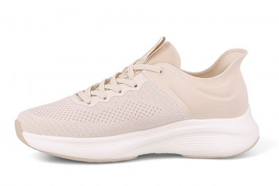 axelda karlstad sneaker slipon slipin handsfree sneaker beige damsko lågsko stickad textil resår fotriktig urtagbar sula fotrikt