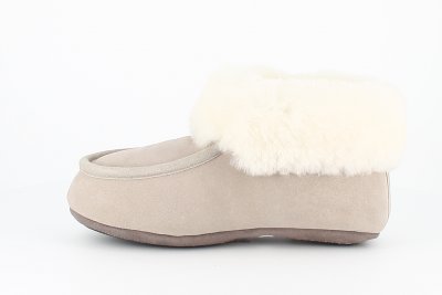 Axelda fårskinnstofflor fårull sand beige vit London Mocka gummi
