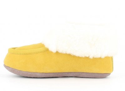 Axelda fårskinnstofflor fårull gul yellow London Mocka gummi