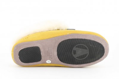 Axelda fårskinnstofflor fårull gul yellow London Mocka gummi