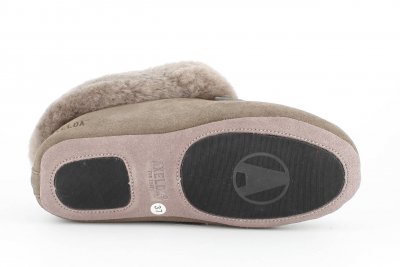 Axelda fårskinnstofflor fårull stone London Mocka gummi