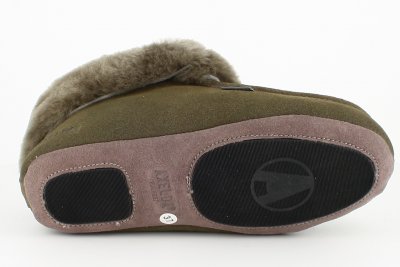 Axelda fårskinnstofflor fårull olive green olivgrön London Mocka gummi