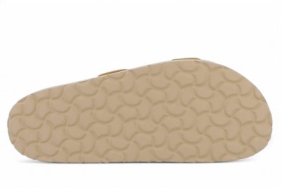 Axelda lou beige ljusbrun vegan sandal dam kork mjuk toffla fotriktig