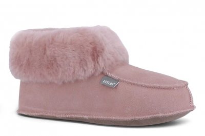 Axelda fårskinnstoflor maibor fårull heather pink mocka fårull päls varma