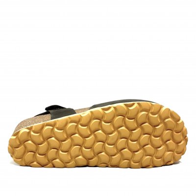 axelda maya sandal läder memoryfoam komfortsandal mjuk anatomisk arbetssko mörkgrå svart täckt tå