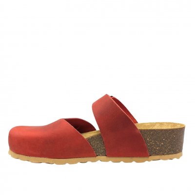 axelda mya slipin sandal läder memoryfoam komfortsandal mjuk anatomisk arbetssko red röd täckt tå