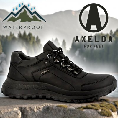 axelda najac promenad snörning black svart sko läder vattentät bekväm fotriktig läder