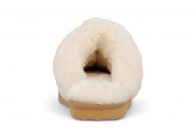 Axelda Fårskinnstofflor Nancy chestnut brown creme beige vit päls fårull slipin slipon