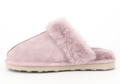 Axelda Fårskinnstofflor Nancy heather pink rosa lila päls fårull slipin slipon