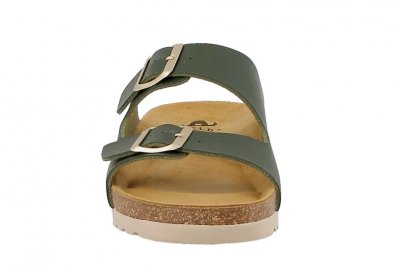 axelda tia sandal komfortsandal läder kork mjuk anatomisk arbetssko olive olivgrön