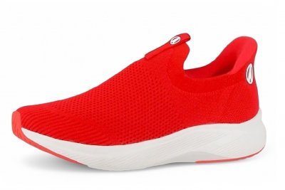 axelda ystad slipon Step-In handsfree sneaker röd red polly damsko lågsko stickad textil resår fotriktig urtagbar sula fotbädd