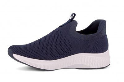 axelda ystad slipon Step-In handsfree sneaker navy blå polly damsko lågsko stickad textil resår fotriktig urtagbar sula fotbäd