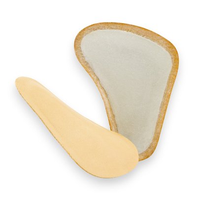 Bergal Pelotte / Läderklädd / T-form Vid smärta eller behov av avlastning i framfoten. Dynan av formstabilt latexskum stödjer fr