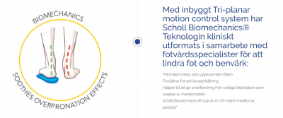 Scholl Biomechanics / Skosulor Inlägg / Svart Pronation hälsmärta ömma fötter smärta avlastning