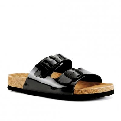 Cph-Comfort Biosandal damsandal svart black lack patent toffla läder lätt stabil bekväm fotriktig