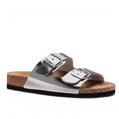 Cph-Comfort Biosandal damsandal silver metallic toffla läder lätt stabil bekväm fotriktig