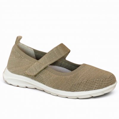 CC Resorts Casual ballerina sko resårband lågsko resår mesh memoryfoam taupe brun grön multi