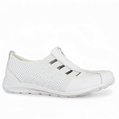 CC Resorts Casual Sandalsko / white vit skinn textil dragkedja fotriktig bekväm