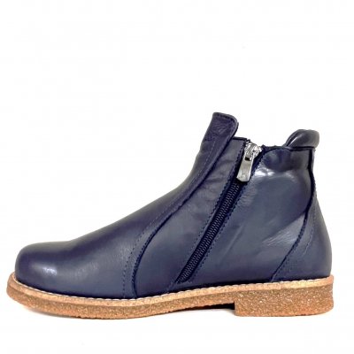 charlotte of sweden chelsea boots mörkblå marin resår zipper känga dam skinn dragkedja urtagbar fotbädd mjuk