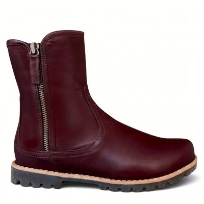 Charlotte Of Sweden chelseaboot känga resår zipper varmfodrad dam skinn dragkedja urtagbar fotbädd mjuk amarone vinröd