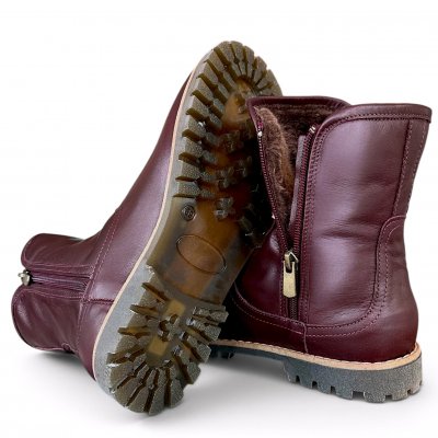 Charlotte Of Sweden chelseaboot känga resår zipper varmfodrad dam skinn dragkedja urtagbar fotbädd mjuk amarone vinröd