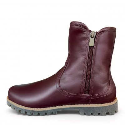 Charlotte Of Sweden chelseaboot känga resår zipper varmfodrad dam skinn dragkedja urtagbar fotbädd mjuk amarone vinröd