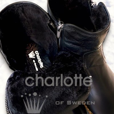 Charlotte Of Sweden chelseaboot känga resår zipper varmfodrad dam skinn dragkedja urtagbar fotbädd mjuk