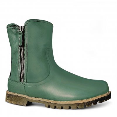 Charlotte Of Sweden chelseaboot känga resår zipper varmfodrad dam skinn dragkedja urtagbar fotbädd mjuk grön