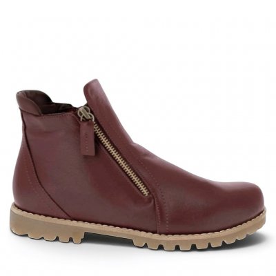 charlotte of sweden chelsea boots amarone vinröd grov sula resår zipper känga dam skinn dragkedja urtagbar fotbädd mjuk