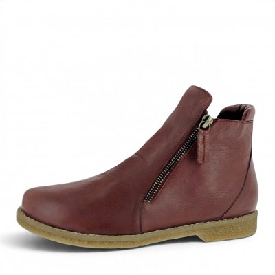 charlotte of sweden chelsea boots amarone vinröd brun resår zipper känga dam skinn dragkedja urtagbar fotbädd mjuk