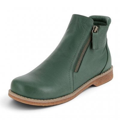 charlotte of sweden chelsea boots tanne fir grön green resår zipper känga dam skinn dragkedja urtagbar fotbädd mjuk
