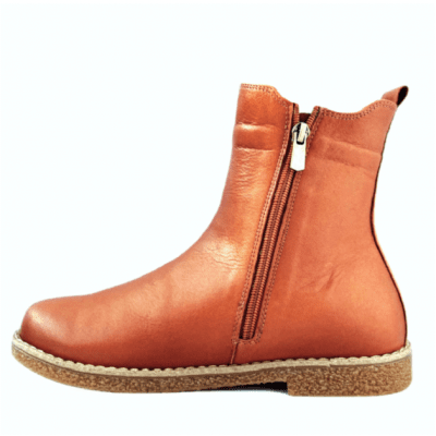 andrea conti charlotte of sweden chelsea boots natur zimt kastanj brun cognac resår zipper känga dam skinn dragkedja urtagbar fo