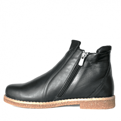 charlotte of sweden chelsea boots svart black schwarz resår zipper känga dam skinn dragkedja urtagbar fotbädd mjuk