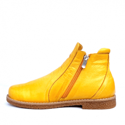 charlotte of sweden chelsea boots curry gul yellow resår zipper känga dam skinn dragkedja urtagbar fotbädd mjuk